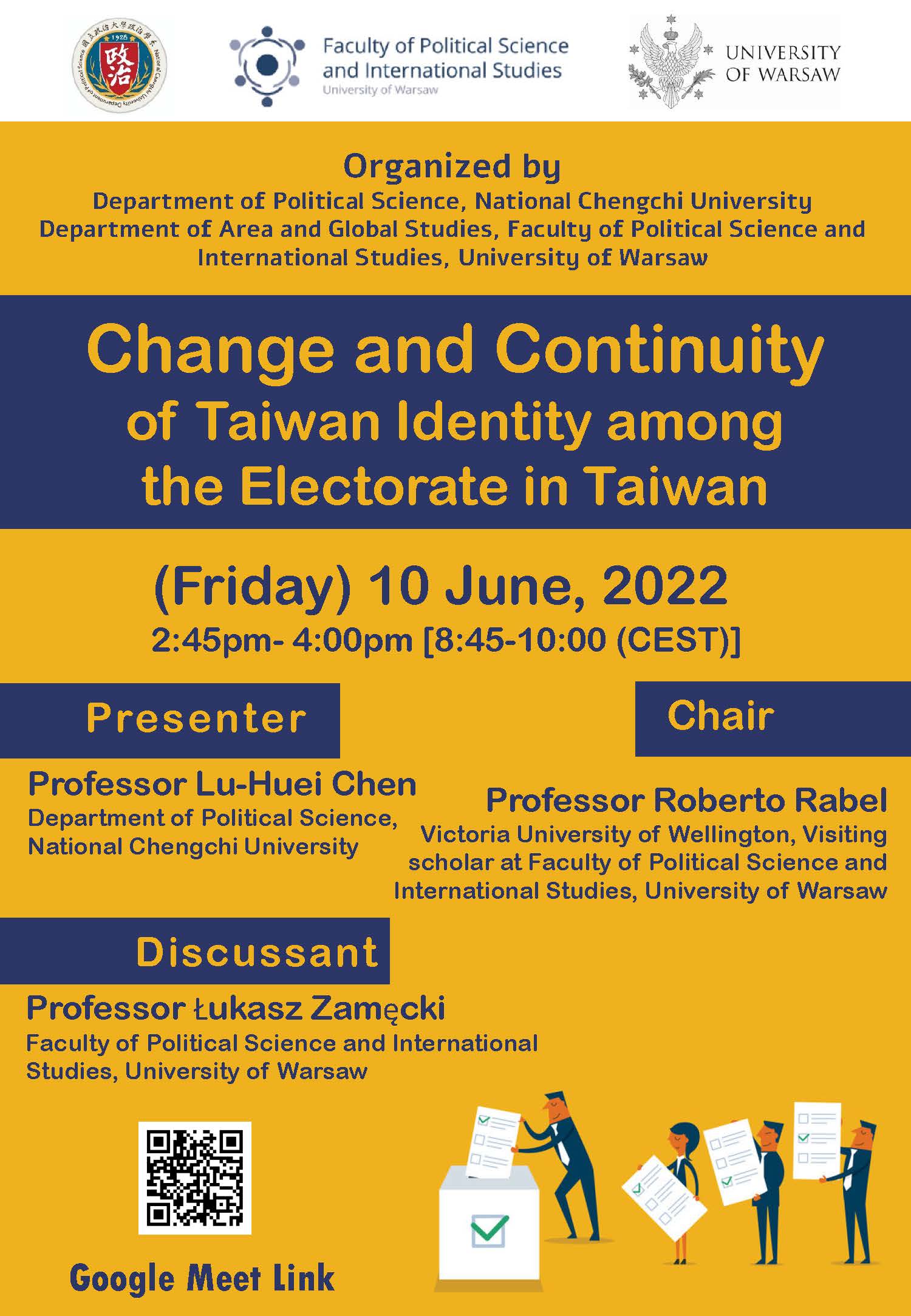 【研究論壇】Change and Continuity of Taiwan Identity among the Electorate in Taiwan